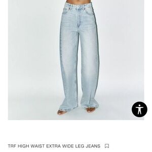 Zara Blue Flare Wide Leg Jeans